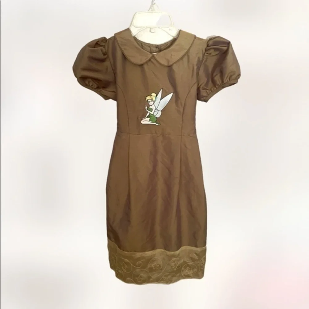 DISNEY Vintage satin green tinkerbell fancy costume dress girls size 7/8